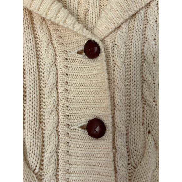 Banana Republic Cardigan Medium Wool Cable Knit Longline Buttons Sweater - Picture 5 of 13